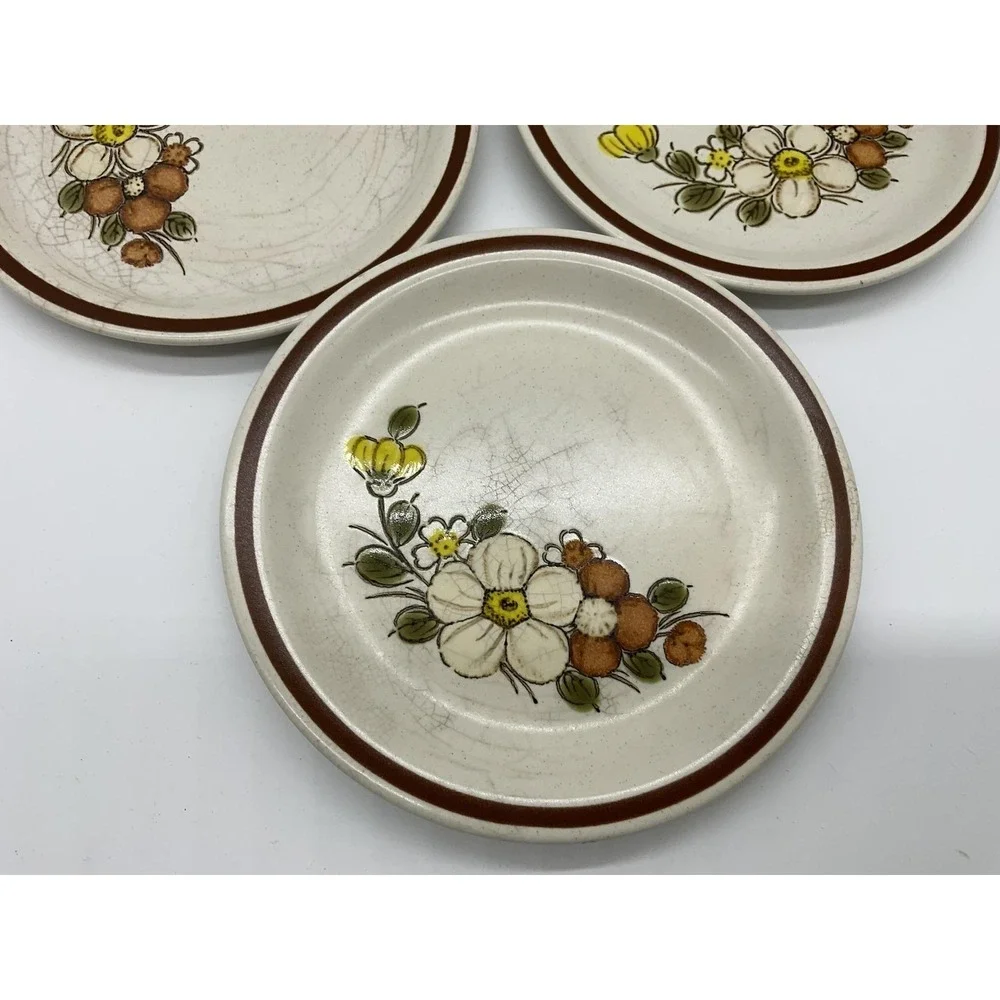Vintage Woodhaven Collection Sunnybrook Bread Plates Set Of 5 Floral Stoneware